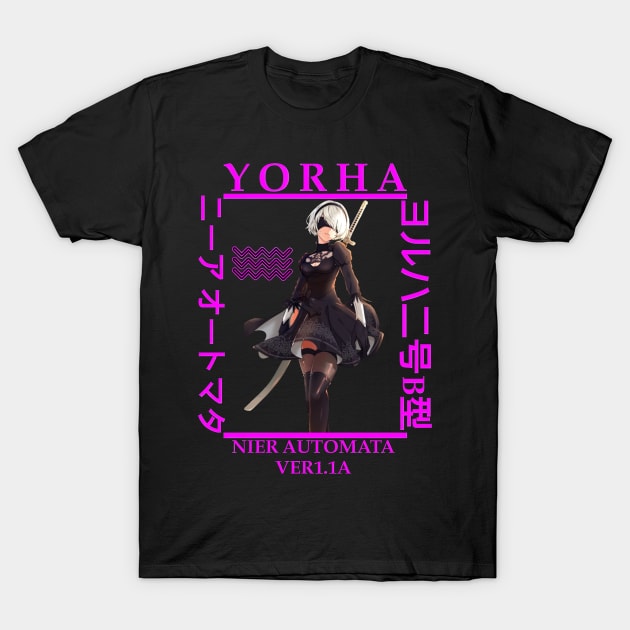 YoRHa 2-gou B-gata Nier Automata T-Shirt by HammiltenJohn
